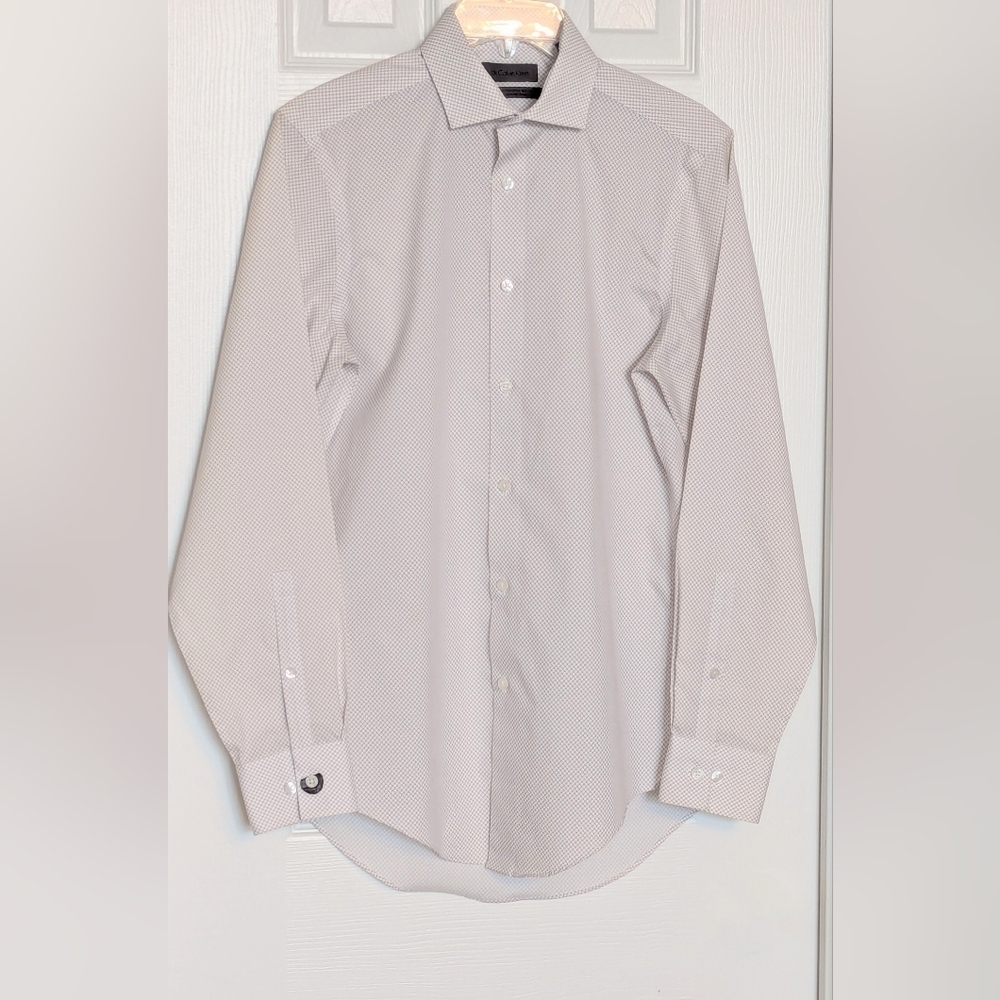 Calvin Klein Men's Geometric Pattern Slim-Fit Performance Non-Iron Dress Shirt